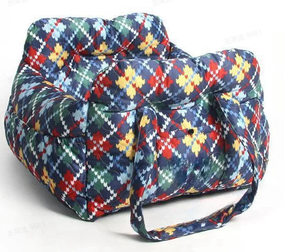 Dog Car Travel Bed with Safety Straps | Washable Non-Slip Booster Seat