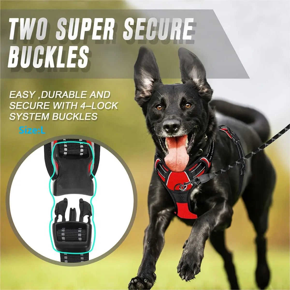 Adjustable No-Pull Dog Harness | Reflective Vest for Medium & Large Dogs