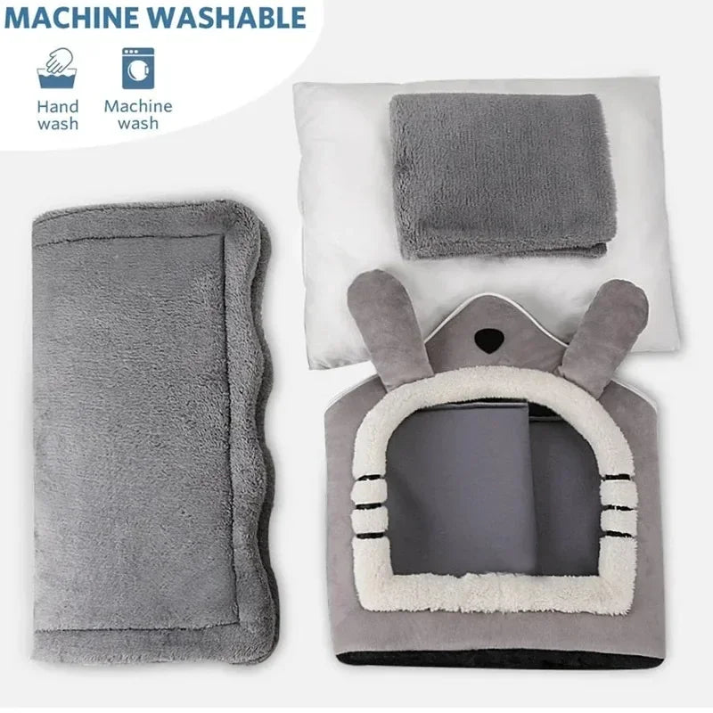 Soft Indoor Pet House Tent & Bed | Washable Cushion for Dogs & Cats