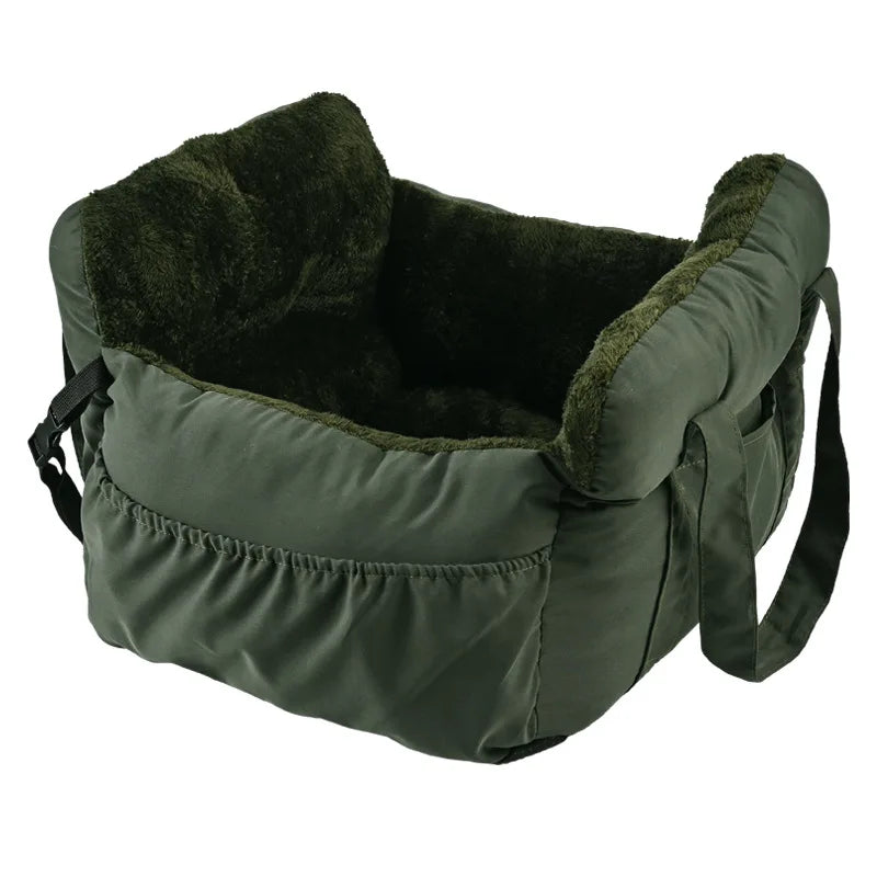 Dog Car Travel Bed with Safety Straps | Washable Non-Slip Booster Seat