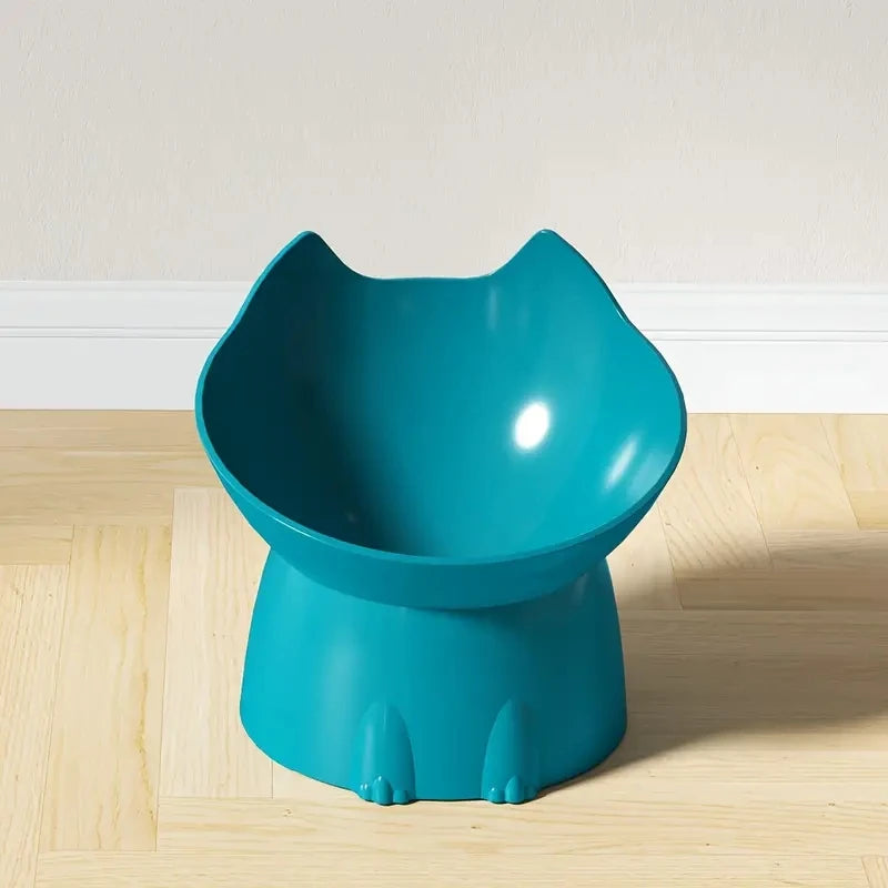 WhiskerWare Raised Cat Bowl | Tilted Ergonomic Neck Protection Dish