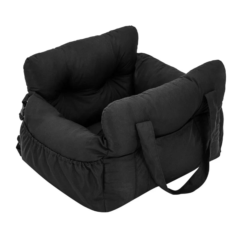 Dog Car Travel Bed with Safety Straps | Washable Non-Slip Booster Seat