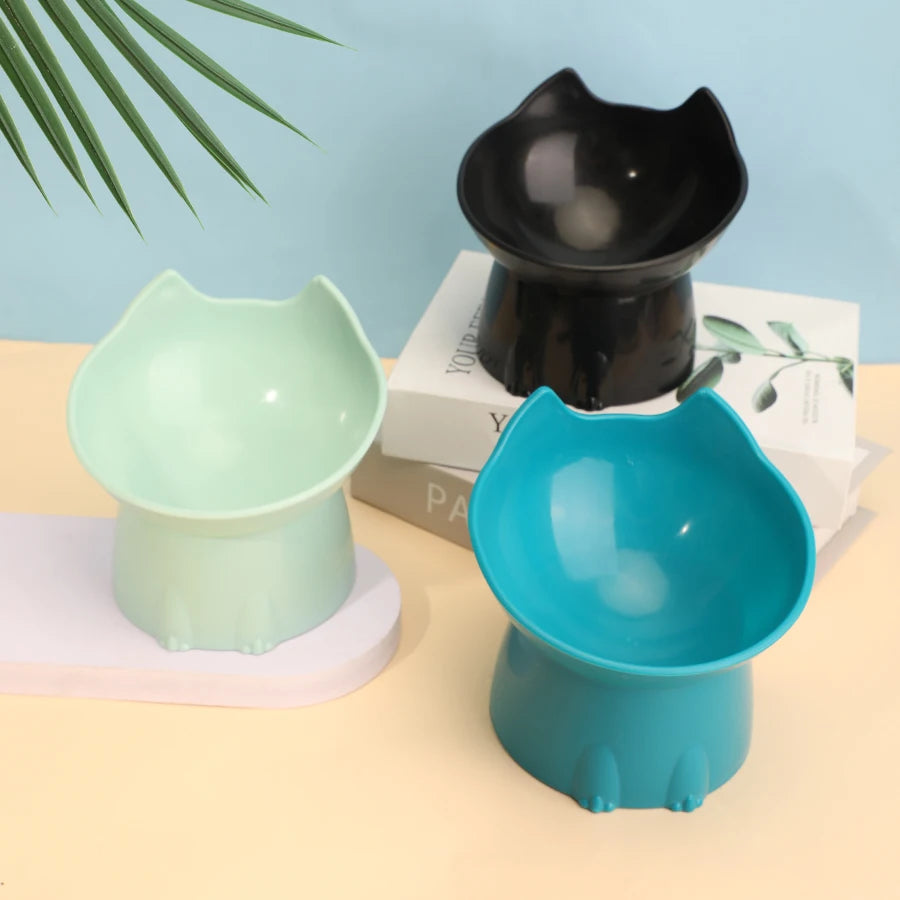 WhiskerWare Raised Cat Bowl | Tilted Ergonomic Neck Protection Dish