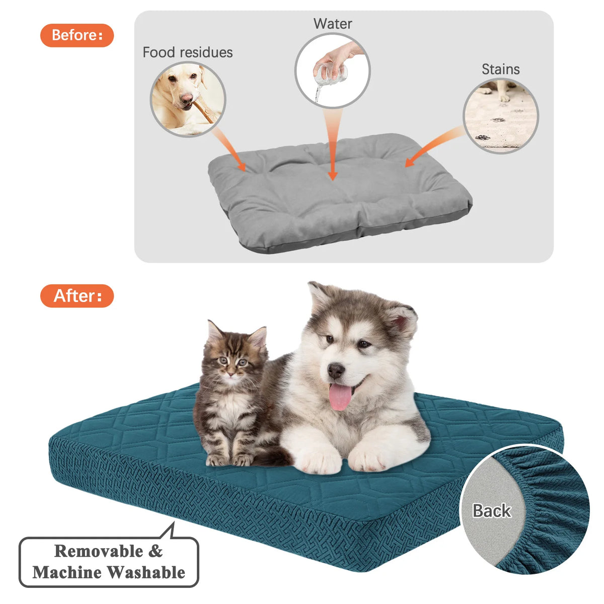 Replacement Waterproof Dog Bed Cover | Washable Quilted Pet Protector