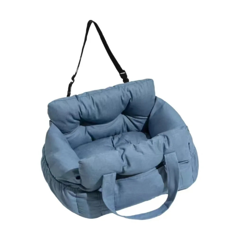 Dog Car Travel Bed with Safety Straps | Washable Non-Slip Booster Seat