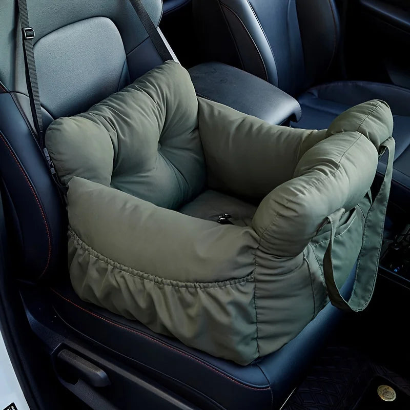 Dog Car Travel Bed with Safety Straps | Washable Non-Slip Booster Seat