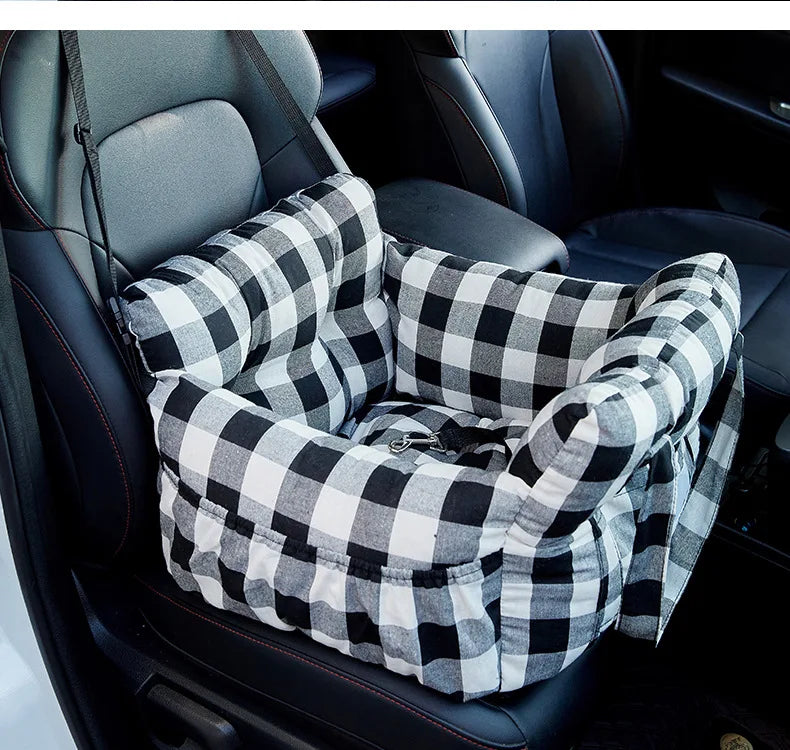 Dog Car Travel Bed with Safety Straps | Washable Non-Slip Booster Seat