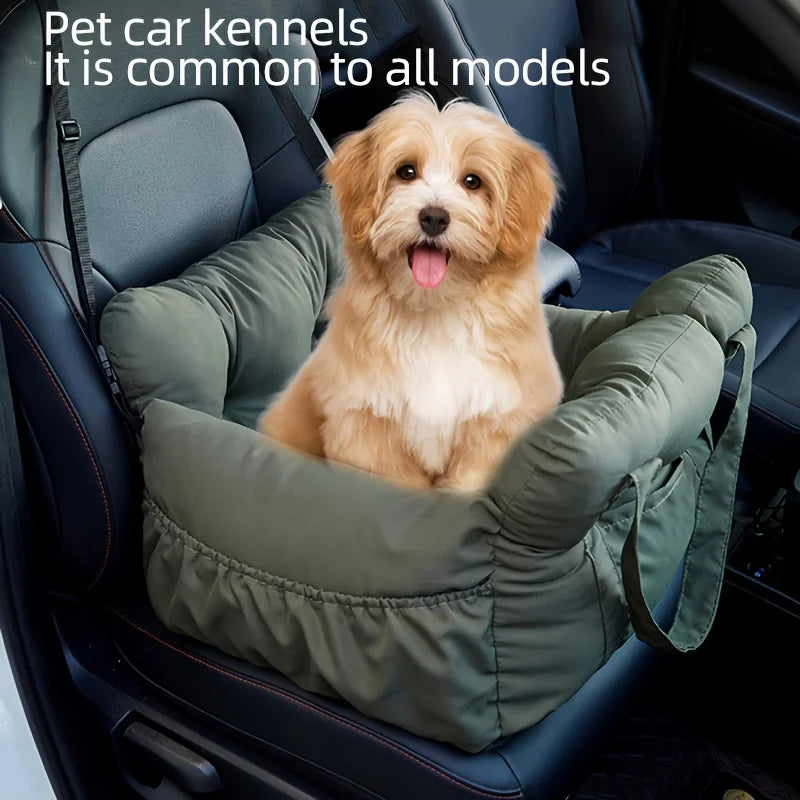 Dog Car Travel Bed with Safety Straps | Washable Non-Slip Booster Seat