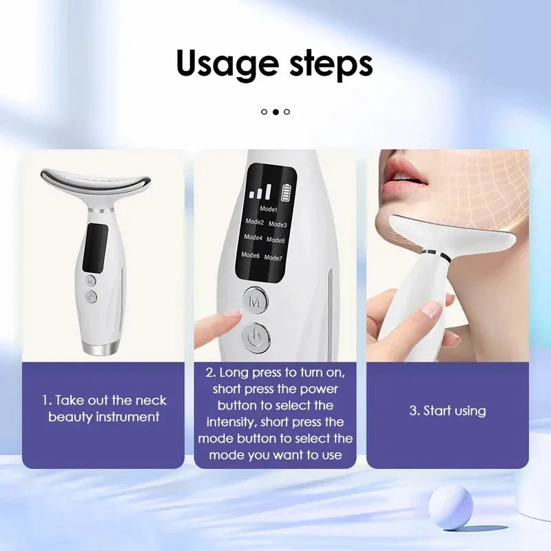 7-in-1 LED Face & Neck Massager – Anti-Wrinkle Light Therapy Tool for Skin Firming