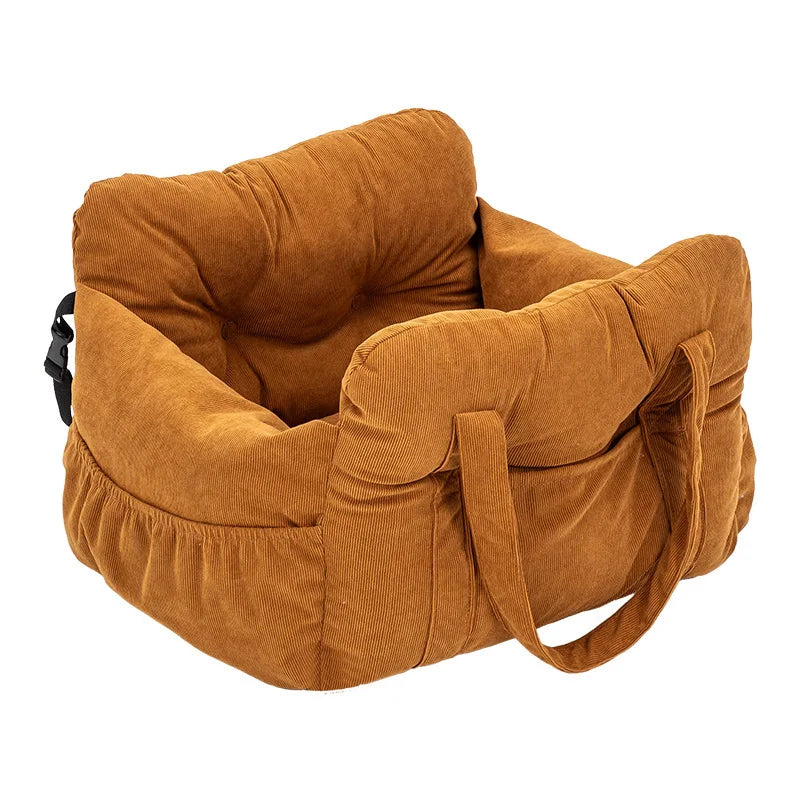 Dog Car Travel Bed with Safety Straps | Washable Non-Slip Booster Seat