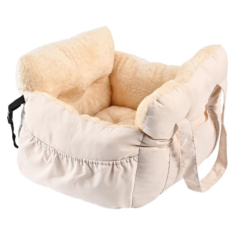 Dog Car Travel Bed with Safety Straps | Washable Non-Slip Booster Seat