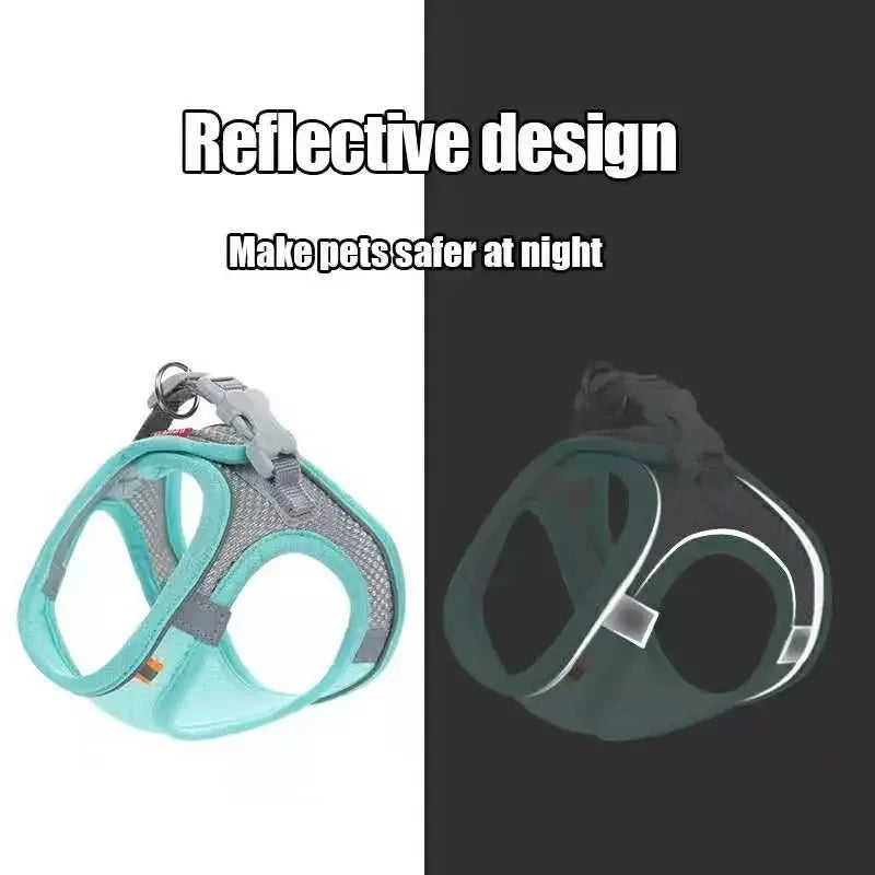Adjustable Reflective Pet Harness Set | Breathable Vest for Dogs & Cats