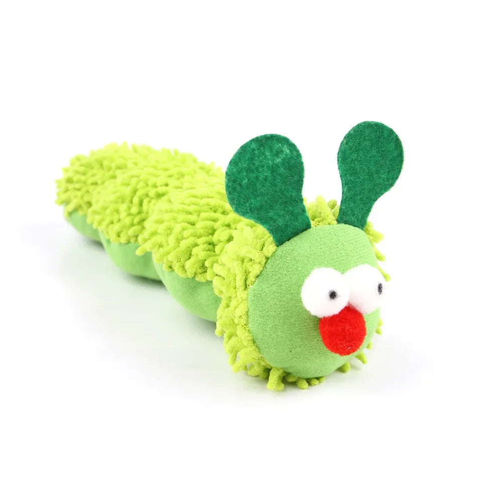 Catnip & Silvervine Caterpillar Cat Chew Toy - Interactive Kitten Molar Teaser