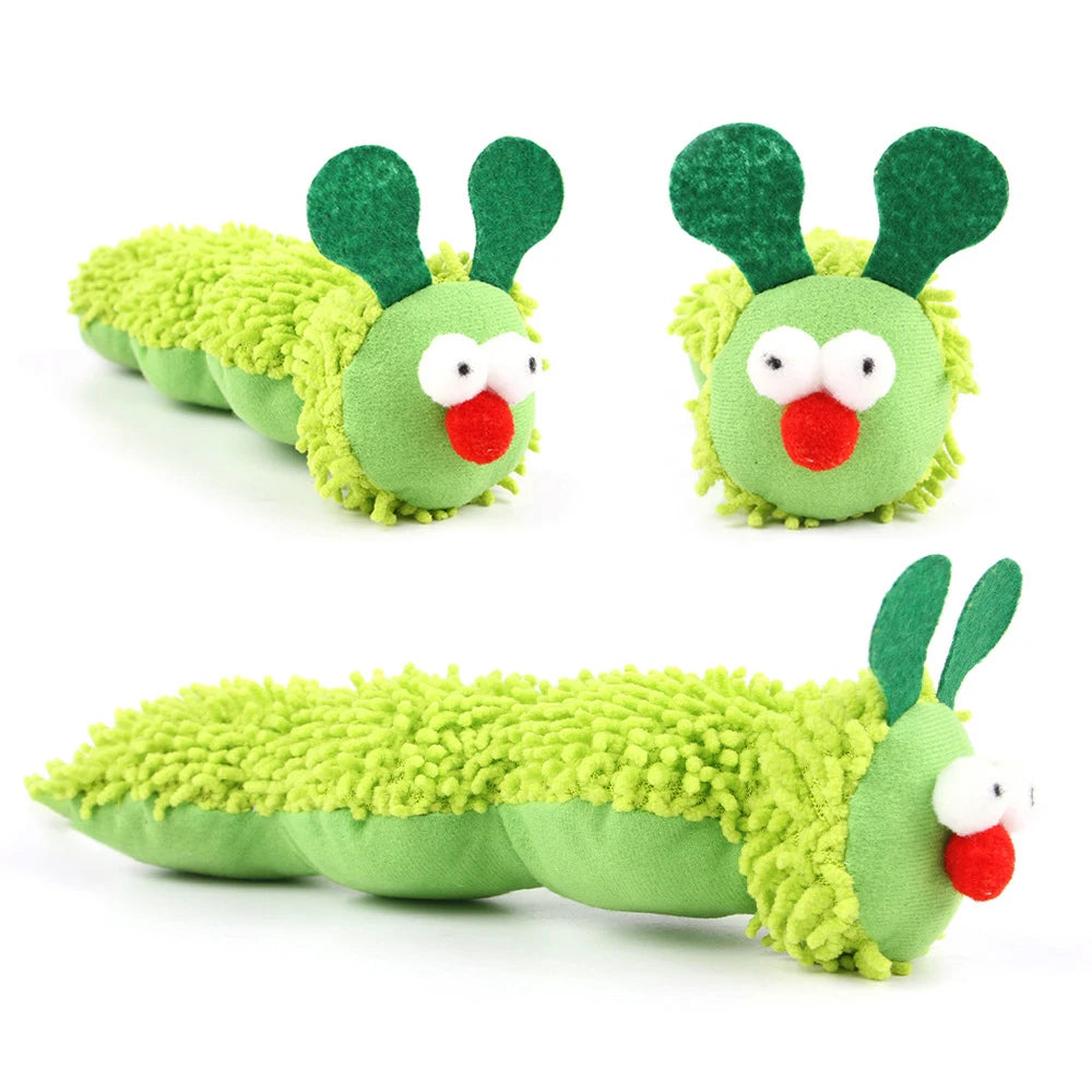 Catnip & Silvervine Caterpillar Cat Chew Toy - Interactive Kitten Molar Teaser