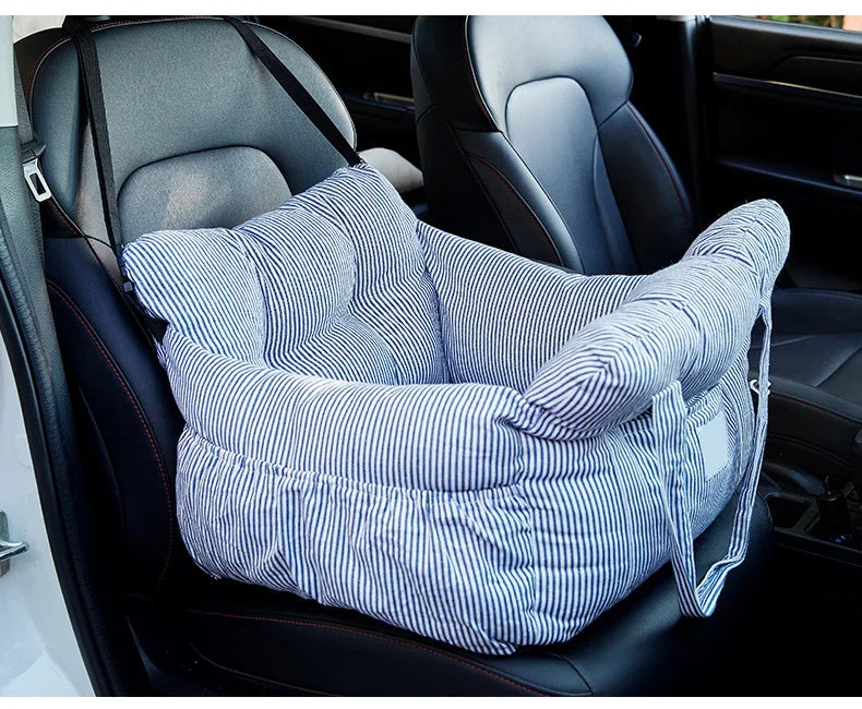 Dog Car Travel Bed with Safety Straps | Washable Non-Slip Booster Seat
