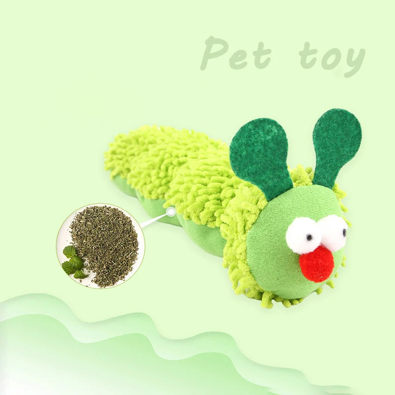 Catnip & Silvervine Caterpillar Cat Chew Toy - Interactive Kitten Molar Teaser