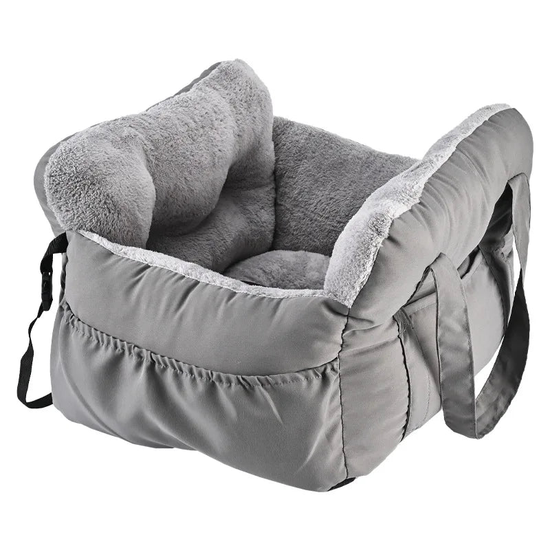 Dog Car Travel Bed with Safety Straps | Washable Non-Slip Booster Seat
