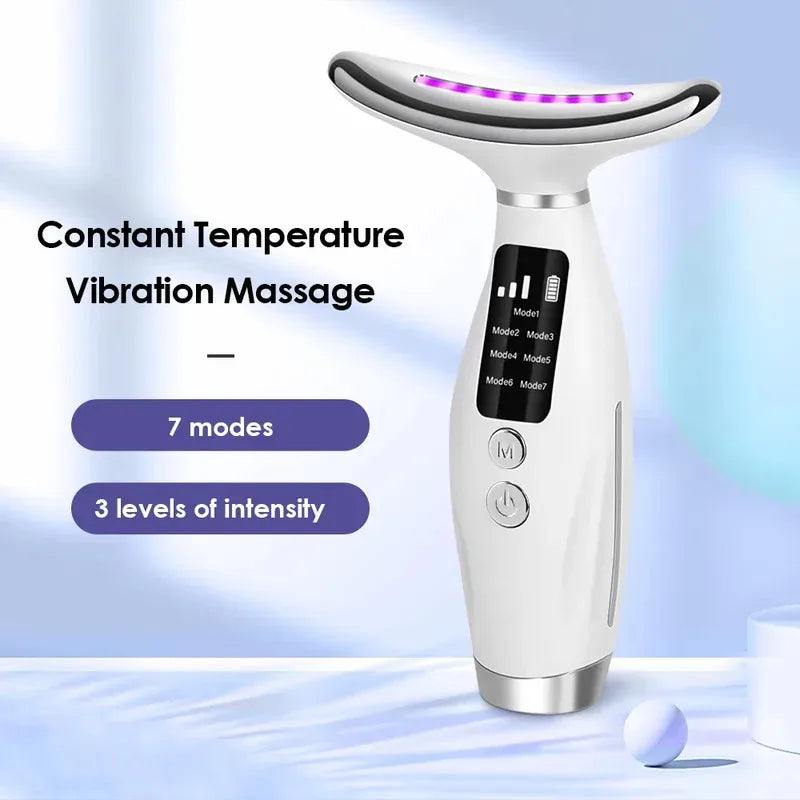 7-in-1 LED Face & Neck Massager – Anti-Wrinkle Light Therapy Tool for Skin Firming