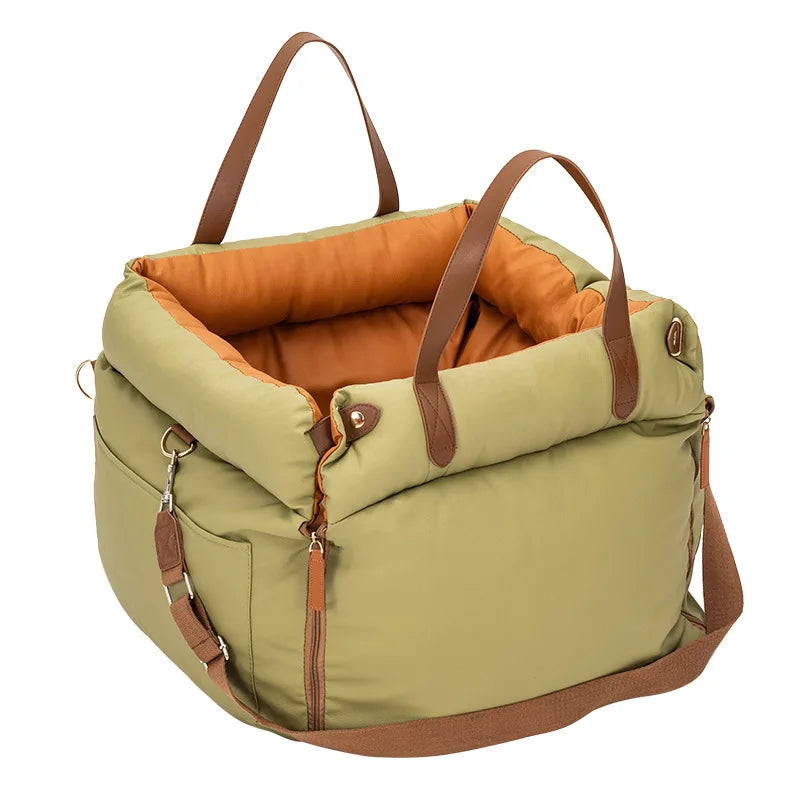 Dog Car Travel Bed with Safety Straps | Washable Non-Slip Booster Seat