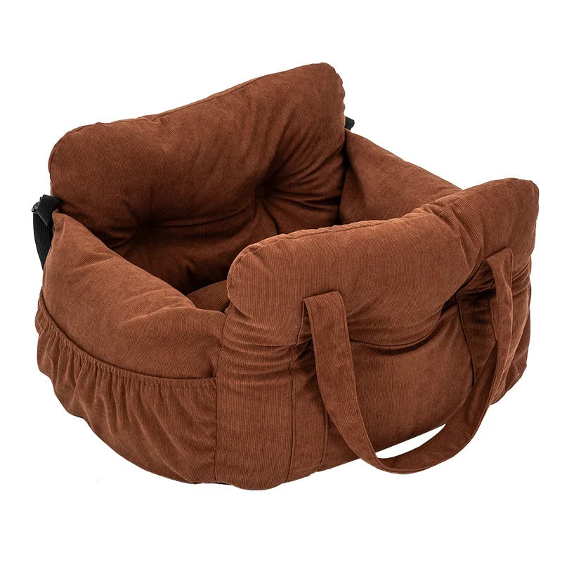 Dog Car Travel Bed with Safety Straps | Washable Non-Slip Booster Seat